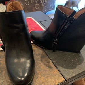 Black wedge booties